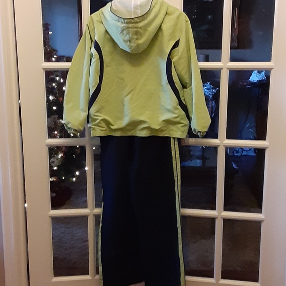 Studio Works lime green navy track workout suit Jacket Pants Petite Medium EUC … - Picture 6 of 9